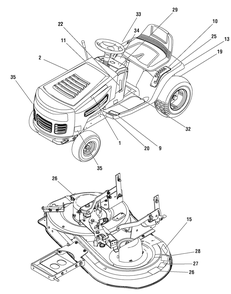 Decal Group Diagram and Parts List for 7800566-RT155420 2009 Briggs and Stratton Lawn Tractor